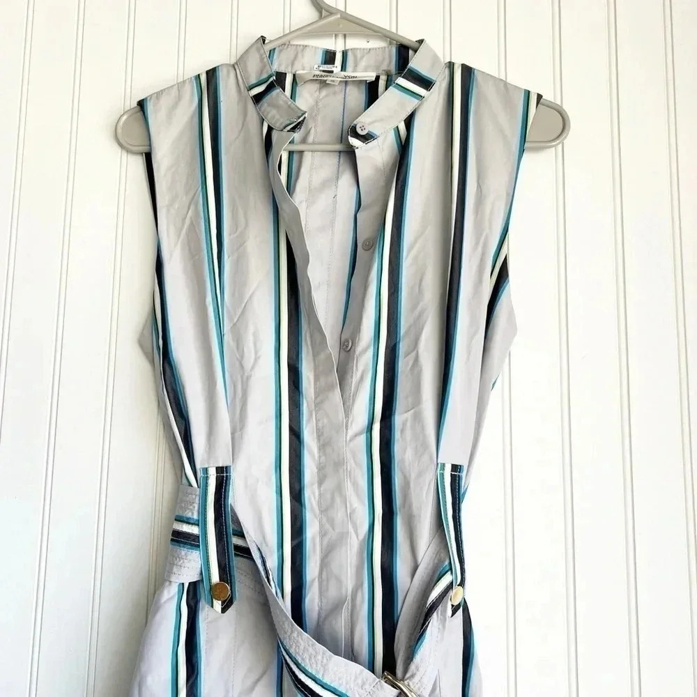 DIANE VON FURSTENBERG Size 10 Striped Sleeveless Belted Maxi Dress - Picture 6 of 12